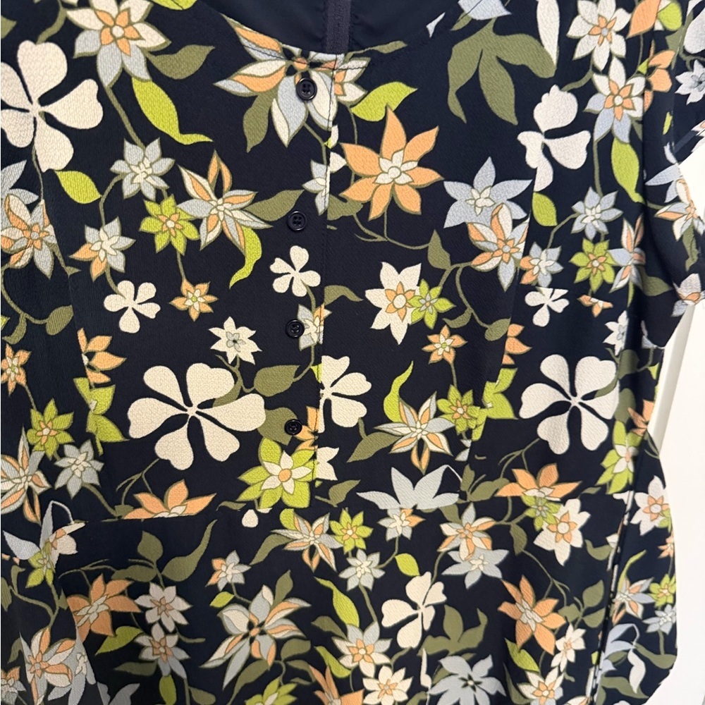 MODCLOTH Befits Your Brilliance Dress Navy Floral Print Medium Retro Size XL - Picture 6 of 9